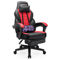 Bossin Gaming Chairs with Footrest, Massage Leather Game Chair for Adults