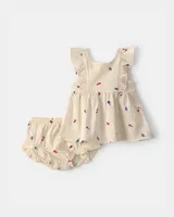 Baby Girl 2-Piece Fourth of July Top & Short Set - Ivory (60%)