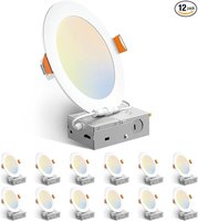 Amico 12 Pack 6-Inch Ultra-Thin LED Recessed Ceiling Lights (43% OFF)