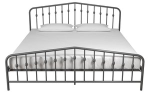 Novogratz Bushwick Metal Bed, King, Gunmetal Gray 