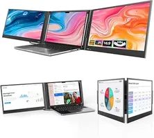 QQH Laptop Screen Extender, 15.6” Triple Portable Monitor for Laptop with Ultra-Slim FHD IPS Display