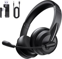 Wireless Headset with Mic for Work with AI Noise Cancelling Mic for Clear Calls