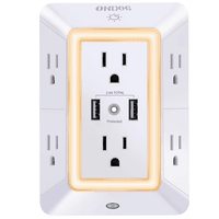 ONDOG 3 Sided Outlet Extender 6 Outlets with 2 USB Ports (48% OFF)