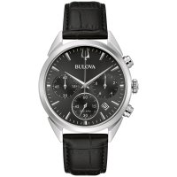 Bulova Chronograph Black Leather Watch 42MM, 96B371 (55% OFF + $91 OFF with coupon)