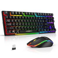 Wireless Keyboard and Mouse, 87 Keys Mechanical Feel Keyboard Mice Combo