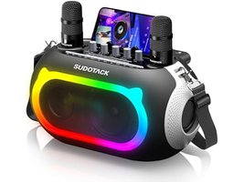 SUDOTACK Karaoke Machine for Adults Kids with 2 Wireless Microphones