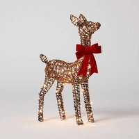 LED Faux Rattan Deer with Red Bow Christmas (40% OFF)