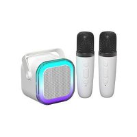 GEMS Karaoke Speaker with Microphones, White