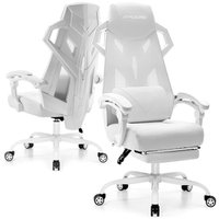 Gaming Chair with Footrest and Mesh Backrest
