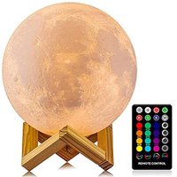 LOGROTATE Moon Lamp, 16 Colors LED Night Light for Kids 3D Printing Moon Light with Stand