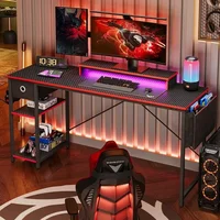Bestier 62" RGB LED Gaming Desk with Monitor Stand & Reversible Shelves