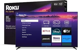 Roku Smart TV – 65-Inch Pro Series 4K QLED RokuTV with Backlit Roku Voice Remote Pro