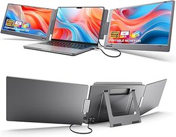 KYY Triple Portable Monitor for Laptop 14'' FHD 1080P USB-C Laptop Screen Extender