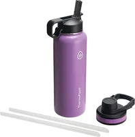 ThermoFlask Bottle with Chug Lid & Straw Lid - Insulated Stainless Steel Water Bottle with Leak-Proof Lids